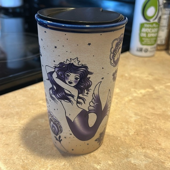 Starbucks Other - 2016 Starbucks Sailor Tattoo Mermaid Ceramic Travel Mug With Lid - 12 fl oz